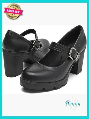 Chunky Low Block Heels Mary Jane Pumps Comfortable Work Wedding Dress Shoes